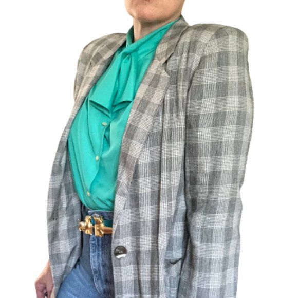 Vintage Turquoise Green PussyBow Blouse Chaus - Picture 14 of 16